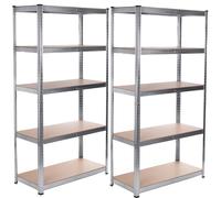 2x Metal Shelving 175 kg x5 180x90x40 cm GreenBlue Galvanized Foldable