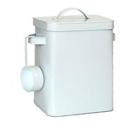 2x metal storage box detergent container pet food box coffee canister white