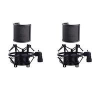 2X Microphone Shock Mount with Microphone Filter Windscreen Suspension Shock Mount Holder Clip