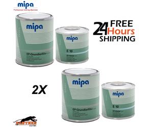 2x MIPA EP EPOXY PRIMER Grundierfiller 2K GREY + EP FAST HARDENER E10 - 3L KIT