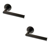 2x Mitred Bathroom Toilet Roll Holder on Rose Concealed Fix Matt Black
