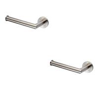 2x Mitred Bathroom Toilet Roll Holder on Rose Concealed Fix Stainless Steel