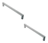 2x Mitred Round Bar Pull Handle 106 x 10mm 96mm Fixing Centres Satin Steel