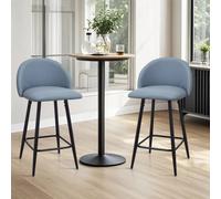 2x Modern Bar Stool Faux Leather Island Chair EONLION Blue One Size