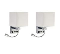 2X Modern LED Wall Lamp Bedside Bedroom Applique Sconce with Switch USB Interior Headboard Home Hotel Wall Lights
