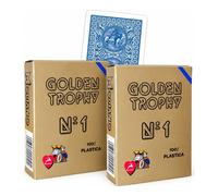 2x Modiano Golden Trophy Blue 100% Plastic Poker Cards Decks Set