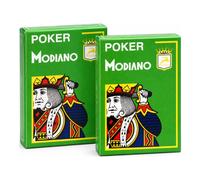 2x Modiano Poker Light Green Playing Cards 100% Plastic 4 Jumbo Index Decks