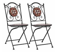 2x Mosaic Bistro Chairs Ceramic Folding Garden Furniture Multi Colours vidaXL