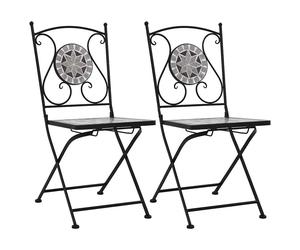 2x Mosaic Bistro Chairs Ceramic Folding Garden Furniture Multi Colours vidaXL