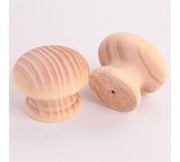 2X Natural Pine Wooden Door Knobs 45mm Pre Drilled Unstained Pull Handle