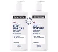 2x Neutrogena Deep Moisture Fast Absorbing Body Lotion Fragrance Free Dry 400ml