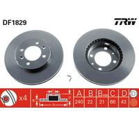 TRW Brake Disc DF1829 – Front Vented (2x) for Austin/MG/Rover Montego, Maestro, MGF, TF