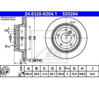 2x Brake disc Vented 24.0320-0204.1 ATE for BMW 3 Touring X1 3 1 3 Coupe