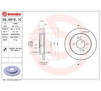 Brembo Brake Discs 08.A916.10 234mm Solid Rear Pair for KIA Picanto 1.1 (04-11)