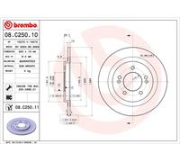 BREMBO 08.C250.11 Brake Disc Rotors, Set of 2