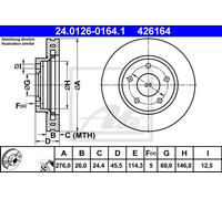 ATE 24.0126-0164.1 Brake disc