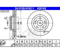 ATE 24.0126-0162.1 Brake disc