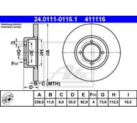 ATE 24.0111-0116.1 Brake disc