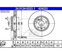 ATE 24.0124-0223.1 Brake disc