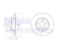 Delphi Front Brake Disc BG3415 Solid - Fits VW Transporter/Caravelle - Pair