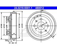 ATE 24.0218-5001.1 Brake drum