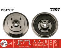 2x New Brake Drum for FORD:FOCUS I,FOCUS I Saloon,FOCUS I Clipper 3049844