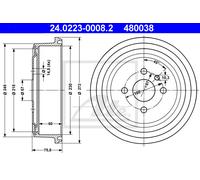 ATE 24.0223-0008.2 Brake Drum for OPEL,VAUXHALL