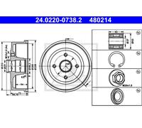 ATE 24.0220-0738.2 Brake drum