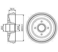 Bosch Brake Drum 0 986 477 205 - Rear - Fits Renault Clio III 1.2 16V - 2 pcs