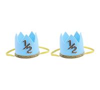 2X Newborn Infant Toddler Baby Boy Half 1/2 First Second Third Birthday Crown Cake Smash Headband Blue