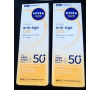 2x Nivea Sun Anti-Age Q10. 40ml each. SPF 50+ (UVA & UVB). Breathable. Fast post