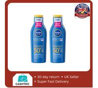 NIVEA SUN Protect & Moisture Sun Lotion SPF 50+ (200 ml), Suncream with Vitamin C and Hyaluron, Provides 48H Moisture and Immediate UVA/UVB Protection, Fast-Absorbing, No White Cast Formula