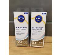 2x NIVEA SUN UV Face 2 in 1 Primer SPF50+ Serum 30ml Daily UV Protection