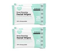 2x Noma Labs Twin Pack Deep Cleansing Facial Wipes, Makeup Remover Wipes, Biodegradable Face Wipes, Aloe Vera & Chamomile - 50 Wipes per Pack, 100 Wipes Total