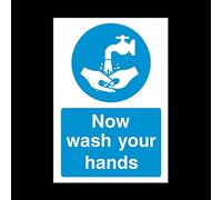 2x Now wash your hands Sign - (A7) 75x100mm - Plastic Sign (MISC56)