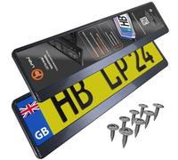 2x Number Plate Holder for Car - License Plate Holder - Carbon Look - for UK Registration Plates - 520 x 110 mm - 8 Screws - Universal - Reg Plate Holders - fits for Car Caravan Trailer - 52 x 11 cm