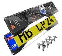 2x Number Plate Holder for Car - License Plate Holder - Chrome - for UK Registration Plates - 520 x 110 mm - 8 Screws - Universal - Reg Plate Holders - fits for Car Caravan Trailer etc. - 52 x 11 cm