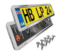 2x Number Plate Holder for Car - License Plate Holder - stainless steel - for UK Registration Plates - 520 x 110 mm - 8 Screws - Universal - Reg Plate Holders - fits for Car Caravan Trailer - 52x11cm