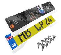2x Number Plate Holder for Car - License Plate Holder - White High Gloss - for UK Registration Plates - 520 x 110 mm - 8 Screws - Universal - Reg Plate Holders - fits for Car Caravan Trailer 52 x 11cm