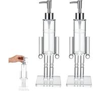 2X Nutcracker Soap Dispenser Clear, 9.5x9.5x30cm, Acrylic Christmas Nutcracker Soap Dispenser Clear, Refillable Wash Liquid Lotion Pump For Home Kitchen Accessories Decor Gift