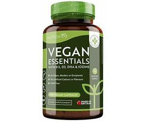 2x Nutravita Vegan Essentials B12 D3 DHA Iodine 120 Capsules Food Supplement