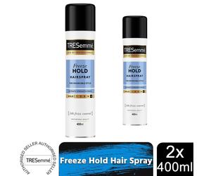2x of 400 ml Tresemme Freeze Hold 24Hr Frizz Control Fast Drying Hairspray