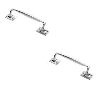 2x One Piece Door Pull Handle 250mm Length 54mm Projection Polished Chrome