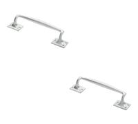 2x One Piece Door Pull Handle 250mm Length 54mm Projection Satin Chrome