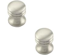 2x One Piece Textured Cupboard Door Knob 15.5mm Diameter Satin Nickel