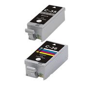 2X OR SET COMPATIBLE CANON PGI-35 BLACK & CLI-36 COLOUR INK CARTRIDGES FOR PIXMA IP100, IP110, MINI 260,320. PGI-35BK & CLI-36C