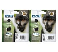 2x Original Epson Ink T0891 Cartridges Stylus Office BX300F S20 S21 SX100 SX105