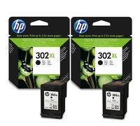 2x Original Genuine HP 302XL Black Ink Cartridges - Boxed - F6U68AE