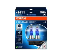 OSRAM COOL BLUE® BOOST, H11, halogen headlight lamps, up to 5500K, Hanging folding box (2 lamps), offroad use only
