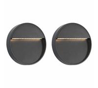 2x Outdoor LED Wall Lights 3W Black Round Garden Patio Lighting Lamp vidaXL